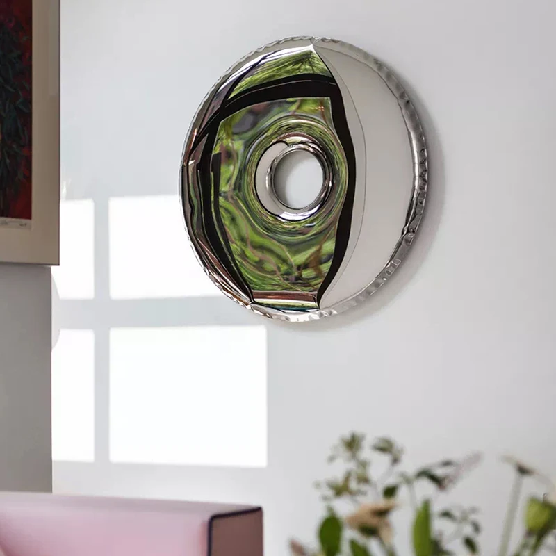 Stainless steel donut hotel model room wall decoration pendant club living room villa background wall pendant