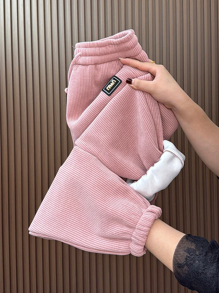 

Winter new casual women's thick fleece and Haren pants loose and slimming fashionable and versatile nine cropped pants