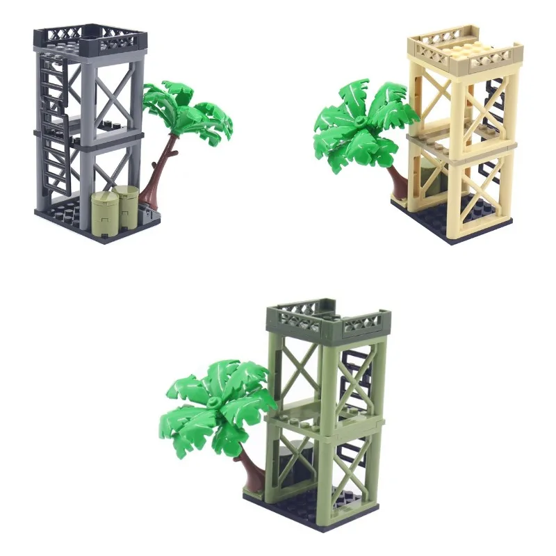Set de Construcción de Modelos con Temática Militar, con Accesorios, Torre de Observación, Escenas de Guerra, Base Militar, Perfecto como Juguete o Regalo