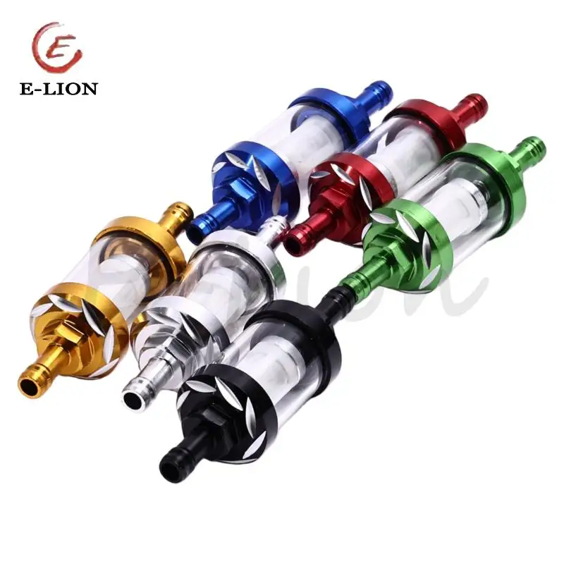 8mm Universal CNC Fuel Filter Aluminum Glass Washable Oil Filter For motorcycle Replacement parts