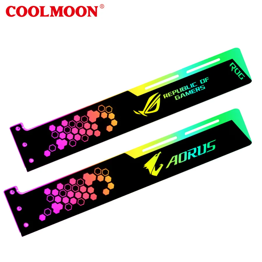 COOLMOON Molex 소형 RGB 그래픽 카드 홀더, 팬텀 컬러 변경, 아우라 싱크 확장 버전, 4 핀, 28cm x 5.5cm
