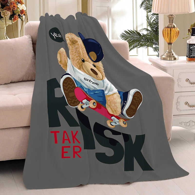 

Fleece Blanket Sofa T-Teddys Bear Digital Print Winter Custom Nap Fluffy Soft Blankets Warm Knee Bed Camping Microfiber Bedding