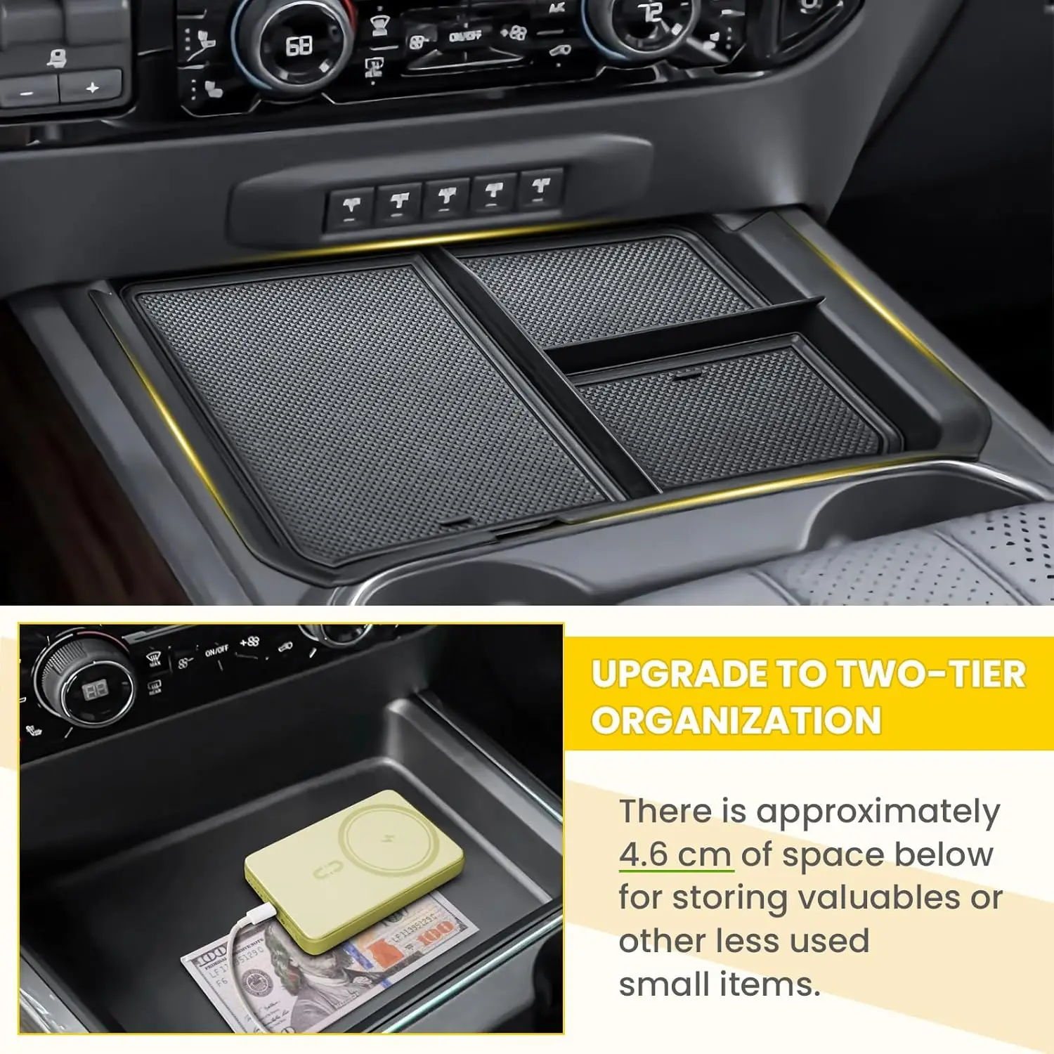 

Tucknbox Center Console Organizer for 2024 2025 Chevy Silverado 2500HD 3500HD Truck Accessories Full Console w/Bucket Seats ONLY