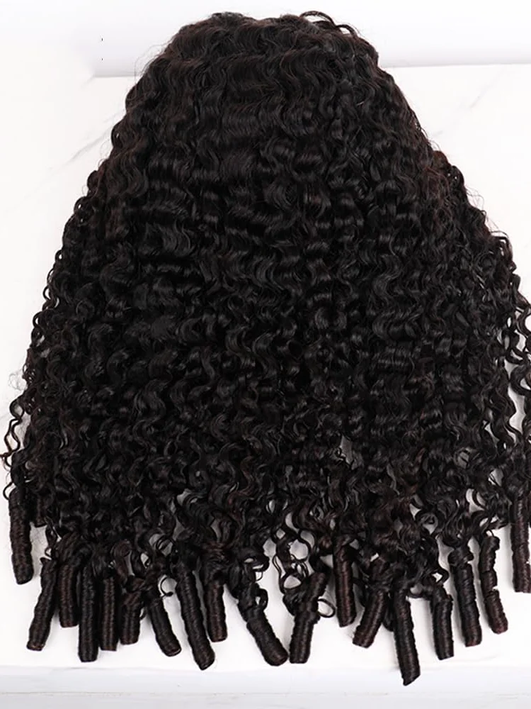 Wigs Human Hair Burmese Curly V part Human Hair Wigs 230% Density Ready to Wear Half Wig Drawstring Burmese Curly Hair Wig