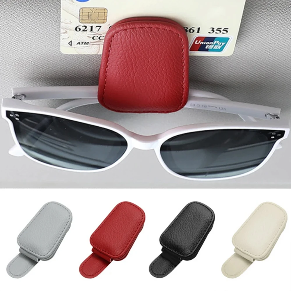 Estuche para gafas de sol para visera de coche, Clip para tarjeta, soporte para boletos, sujetador, caja de bolígrafo para Tesla modelo 3, modelo Y,