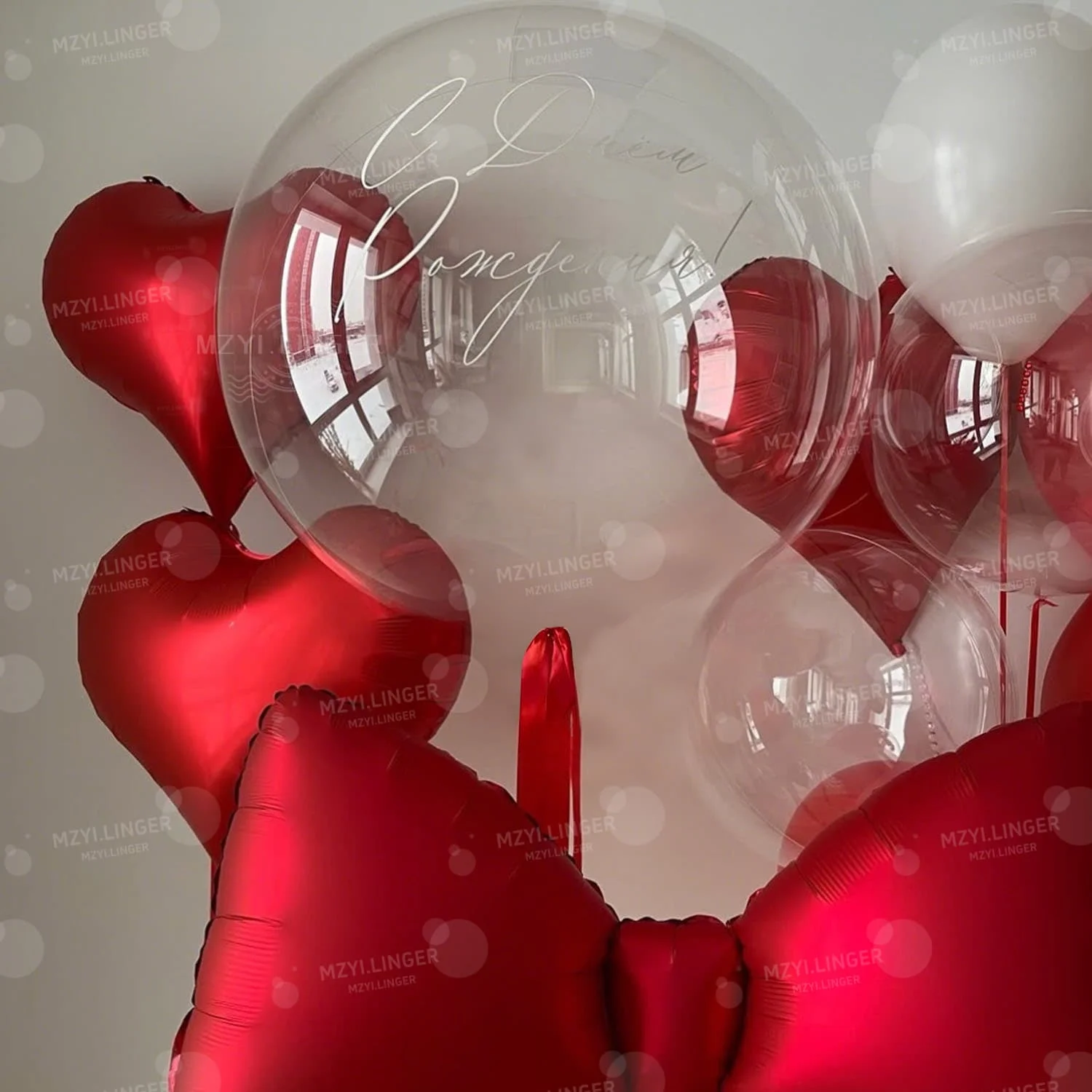 Schleifenballon und Roter Herzballon Set Transparenter Bobo-Ballon für Valentinstag Heiratsantrag Hochzeit Romantische Geburtstagsdekoration – Detail 3