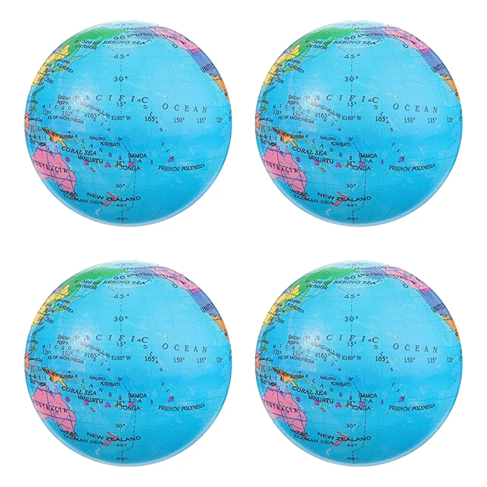 

4x Globe Squeeze Balls 2.36inch Foam Globe Squeeze Toys Finger Exercise Educational Toy for Office Holiday Party Favors Rewards