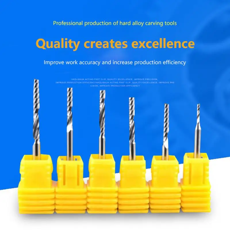 3.175 Carburo di tungsteno Utensile CNC Up & Down Fresa a compressione Fresa a spirale CNC Un flauto MDF Legno Punte da lavoro in metallo