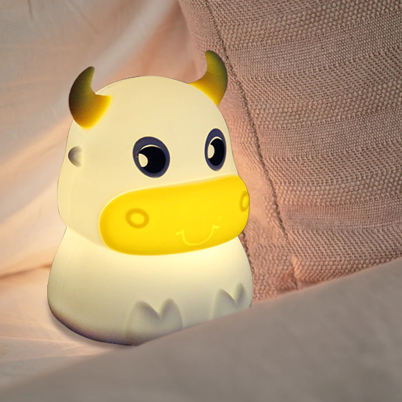 Cute Zodiac Ox LED Silicone Portable Warm Light Decorative Night Light