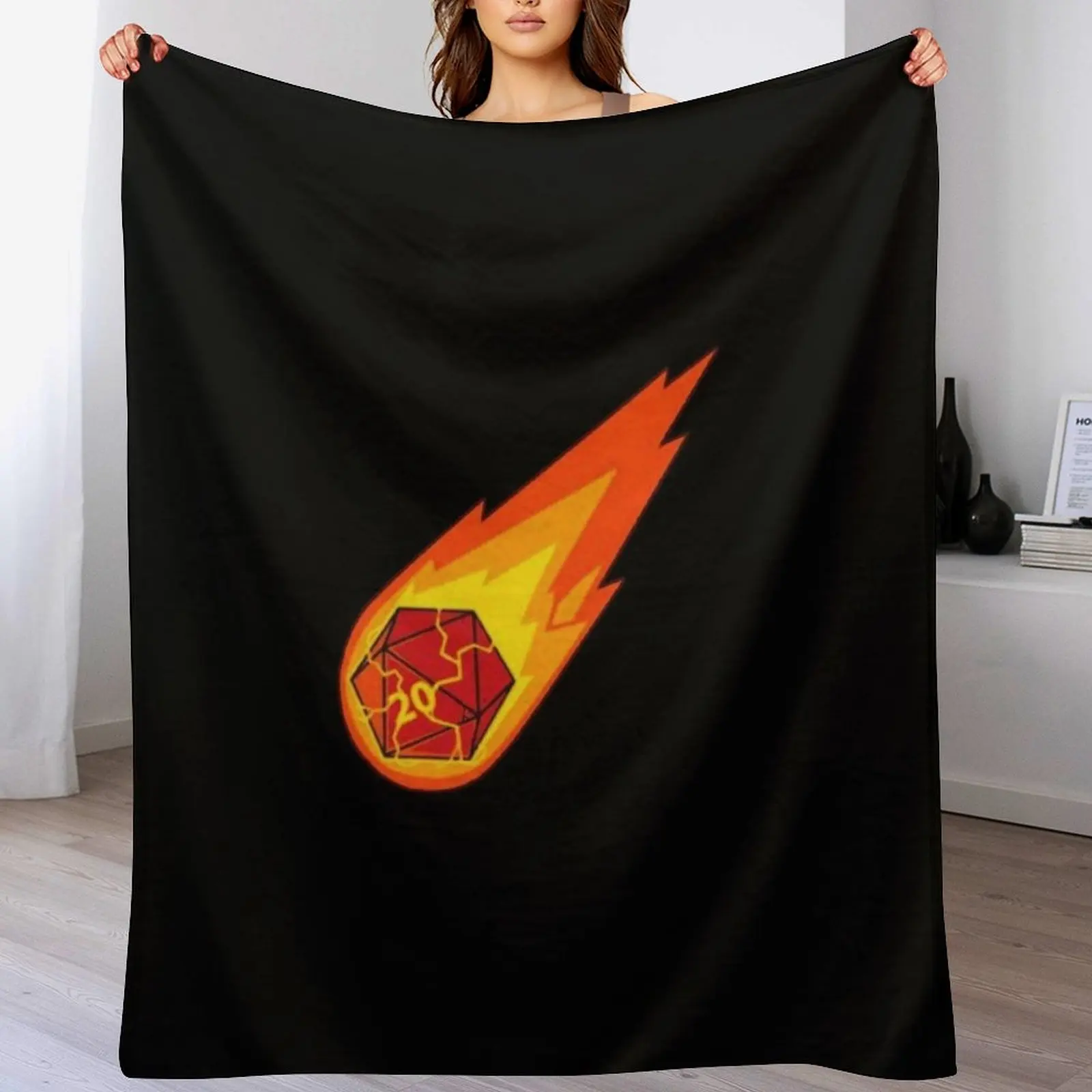 

Flaming D20! Throw Blanket Stylish Decor Blanket Gift for Friends Roommate