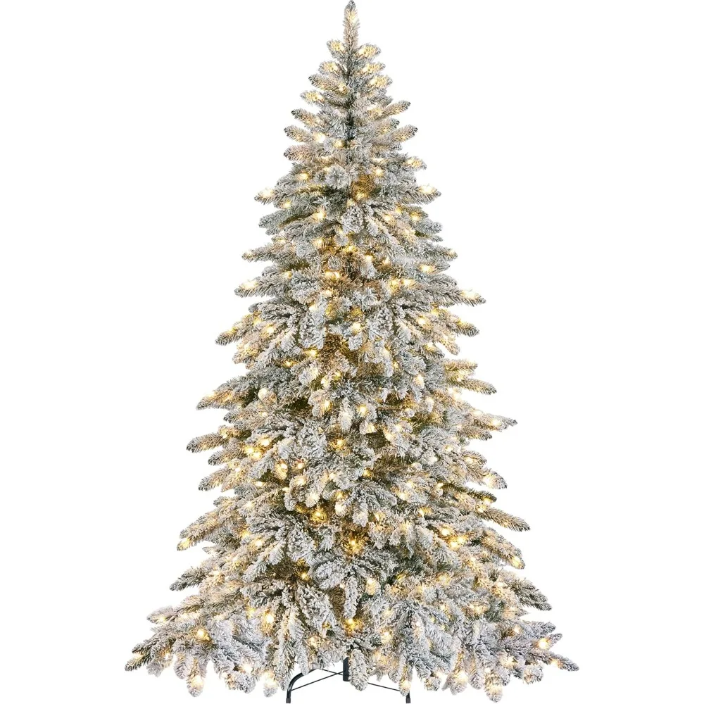 7.5ft Pre-Lit Artificial Christmas Tree, 550 Warm LED Lights 1278 PVC Tips and Foldable Stand & Protective Sheet, Christmas Tree