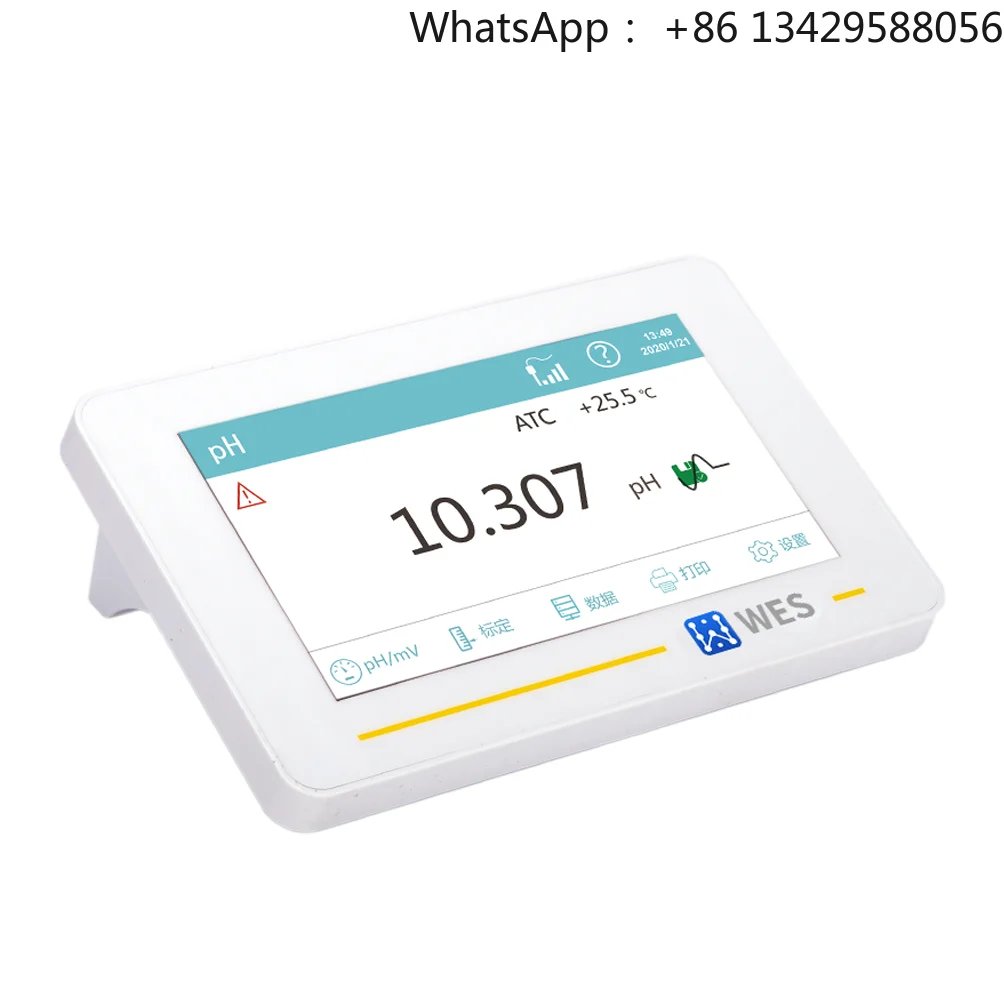 

WES GMP/GLP Compliant 7-Inch Color Touch Screen pH Meter USB/RS232 Output 2.000~20.000pH Range Benchtop Data Storage Print 1