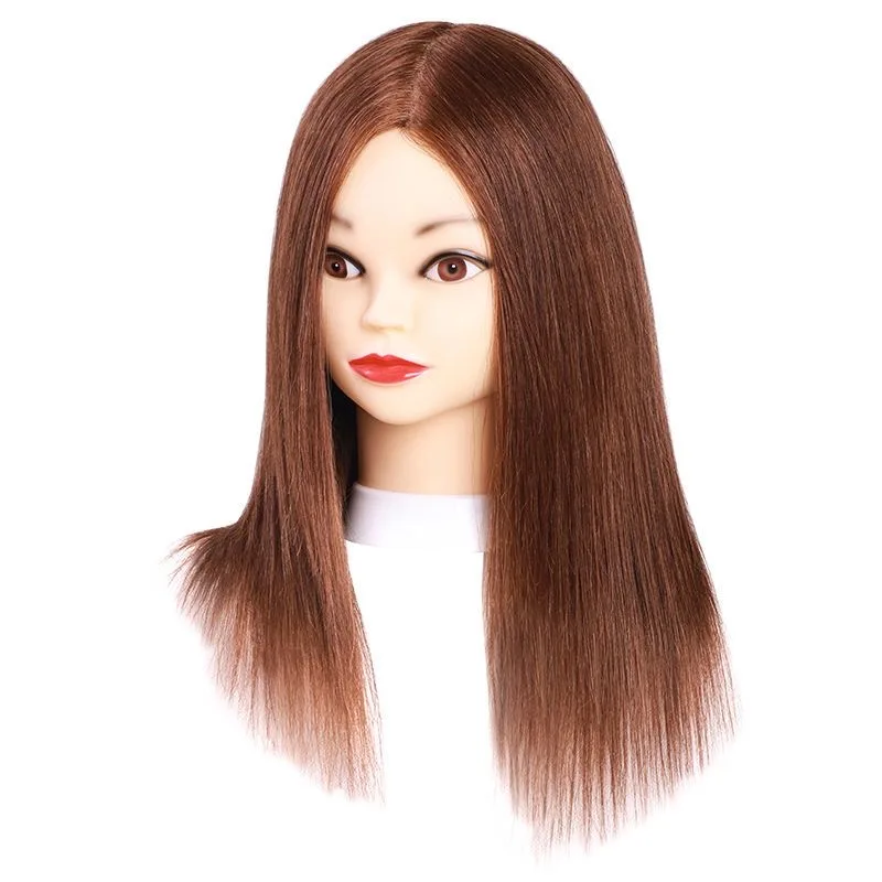 Modelo de manequim de cabeça de boneca de cabelo 100% completo para cabeleireiro, modelo de cabeça de corte de cabelo, cabelo real, aprendiz verdadeiro completo.