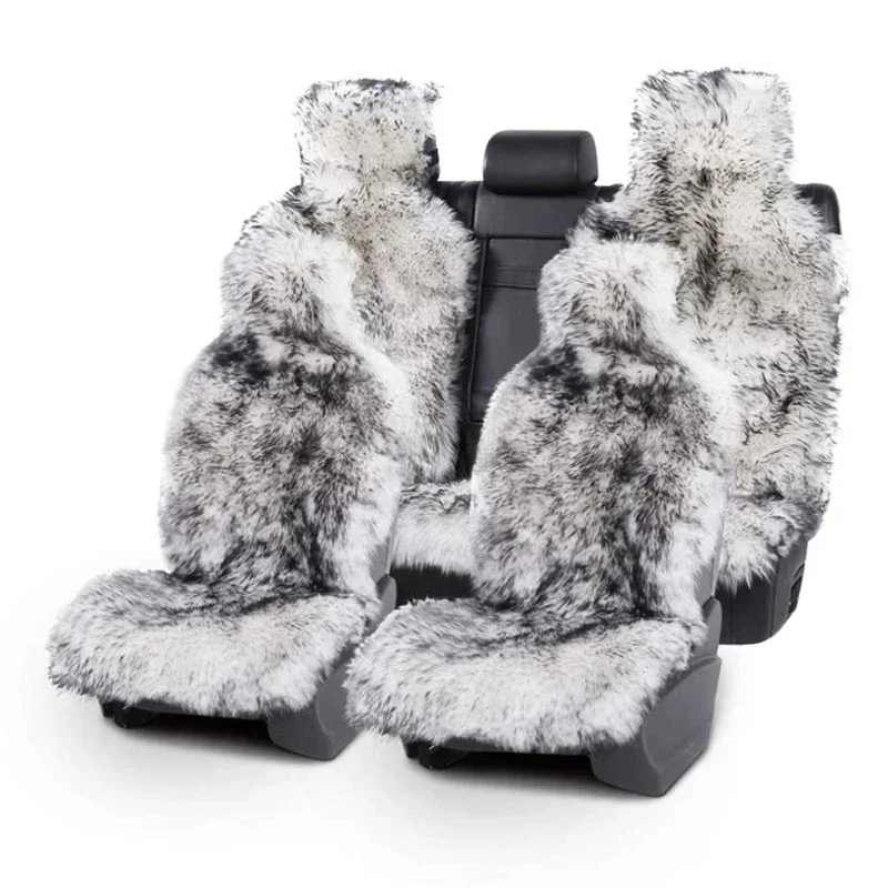 Car Seat Cover Mat Universal Faux Fur Warm Plush Auto Long Wool Front and Rear Seats Cushion for Toyota Volkswagen BMW Ford Mazd