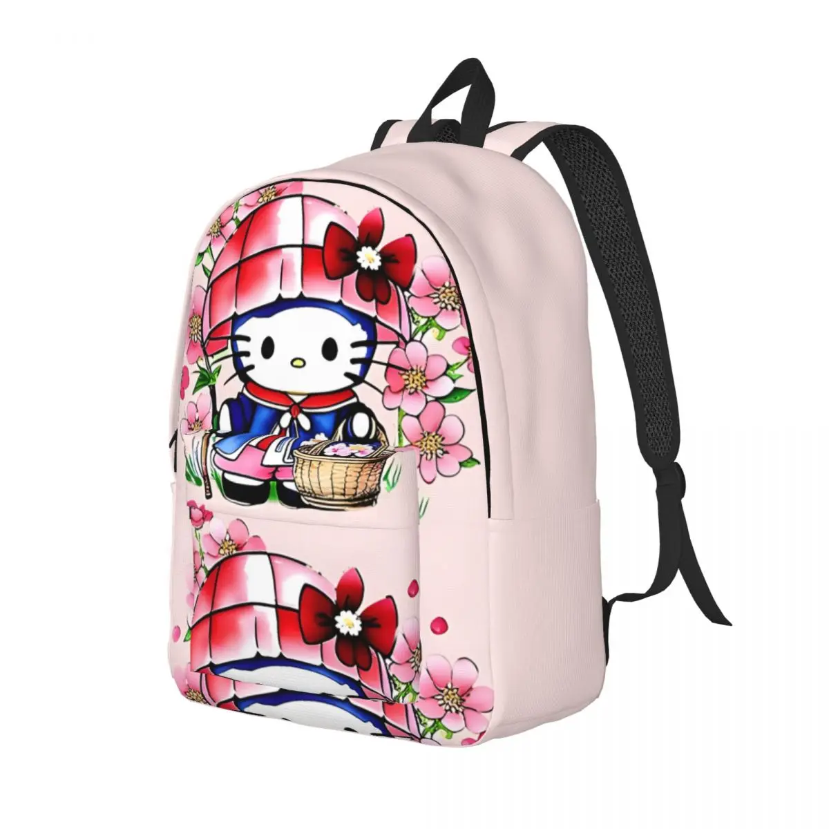 Hello Kitty Flower Basket Schoolbag Sanrio For Women Kid Multi-Function Campus Gift Large Capacity Rucksack