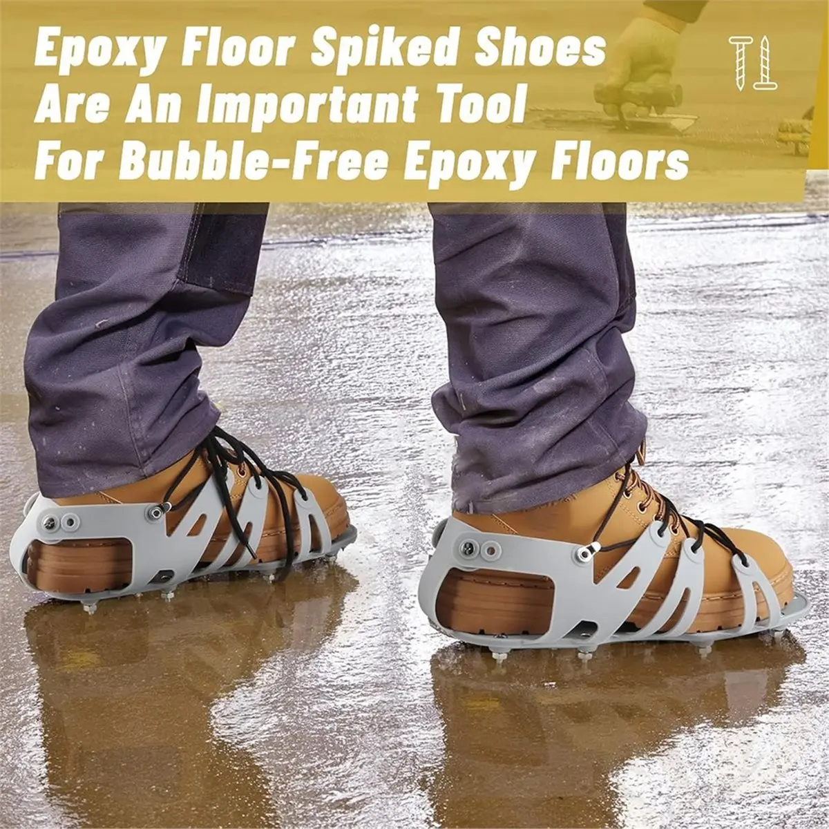 AT33 Epoxy Shoes Non-Slip Wrap Around Flooring Installation Footwear for Epoxy Garage Floors, Self-Leveling Concrete