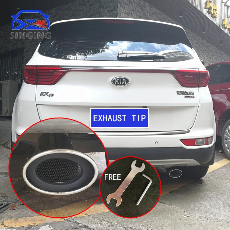 

Exhaust Tip Stainless Steel Pipe Chrome Tail Muffler Car Accessories Decorative pipe auto parts For Kia KX5 2016 2017 2018 2019