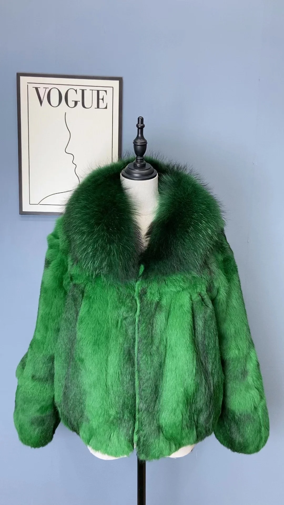 2024 Winter Natural Fur Full Pelt Rabbit Fur Coat with Fox Fur Collar Women Fox Fur Jacket Customize Big Size