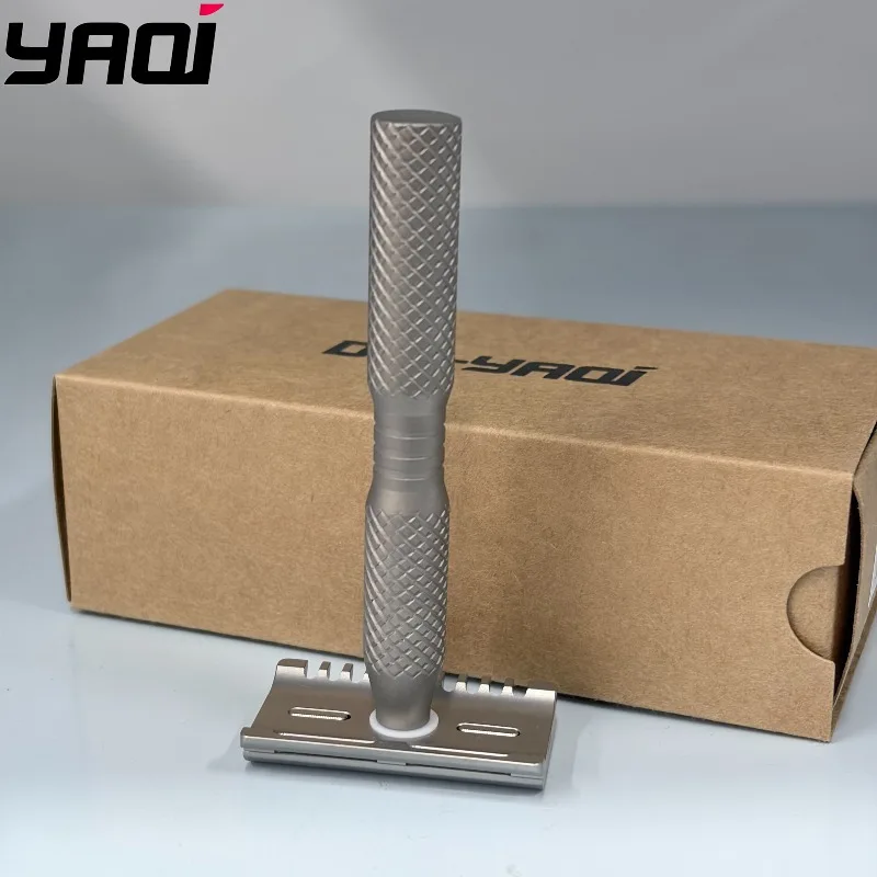 

2026 New Arrival YAQI Ghost 90DC Cross Grain Pattern Lightweight Titanium Safety Razor Model Comfortable Shave Experience