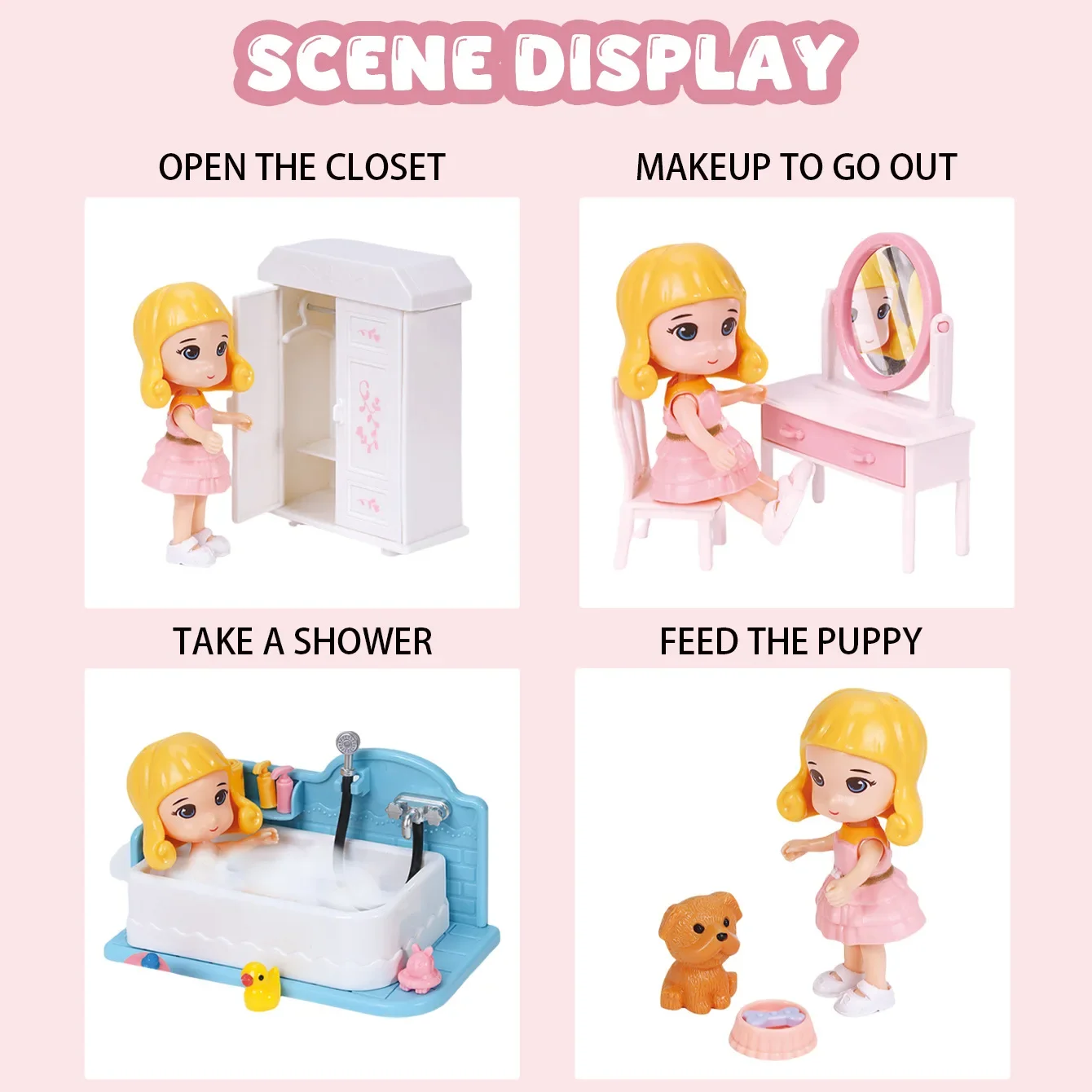 ห้องจําลองห้องนอนห้องน้ําห้องครัวศึกษาเฟอร์นิเจอร์บ้านเล่นสนุกเด็กในครัวเรือนของเล่นสําหรับเด็กผู้หญิง