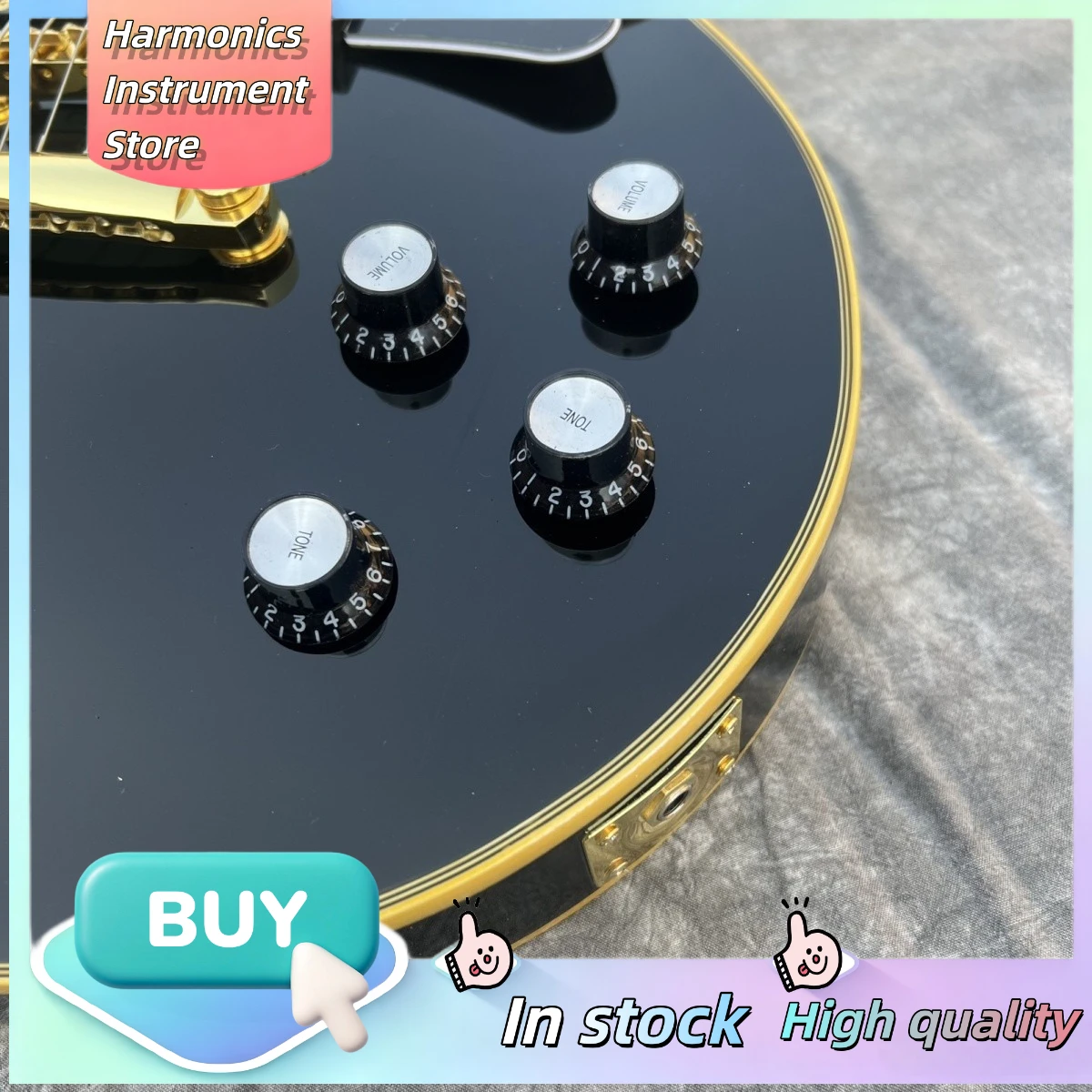 LPS Style Electric Guitar Humbucker HH Pickups Black Ebony Fretboard Mahogany Body Small Pickguard Cust Binding Beginner