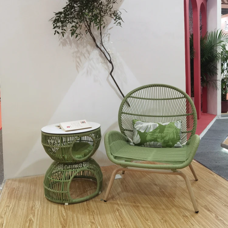 

Nordic Unique Design Rope All Weather Patio Sofa Set Modern Aluminium Bistro Sofa Set