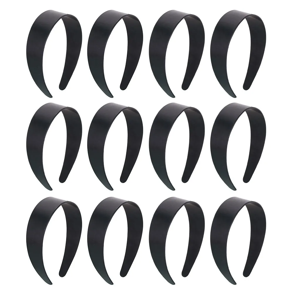 12Pcs Vintage Plastic Headbands Wide Hard Plain Craft Hairbands Hair Accessories for Women Girls Daily Use Yoga Makeup Washing