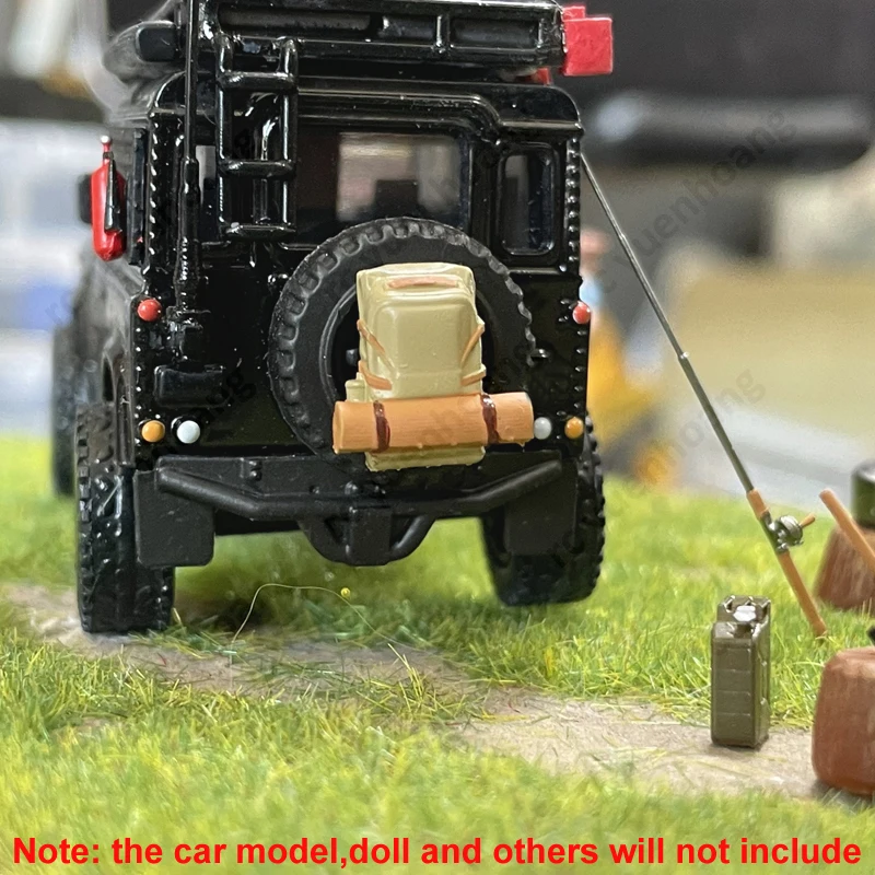1/64 Schaal Miniatuur Wild Camping Scène Statisch Model Tent Campingtafel Kruk Kampvuur 3D Gedrukt Simulatie Decoratief Ornament