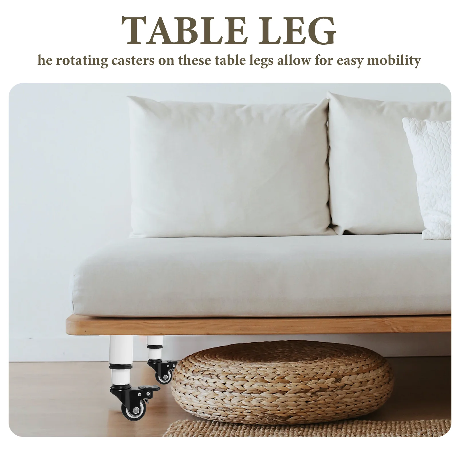 Pieds de Meuble Réglables, Roulettes de Chaise, Bureau, Blanc, Commode, Café, 4 Pièces