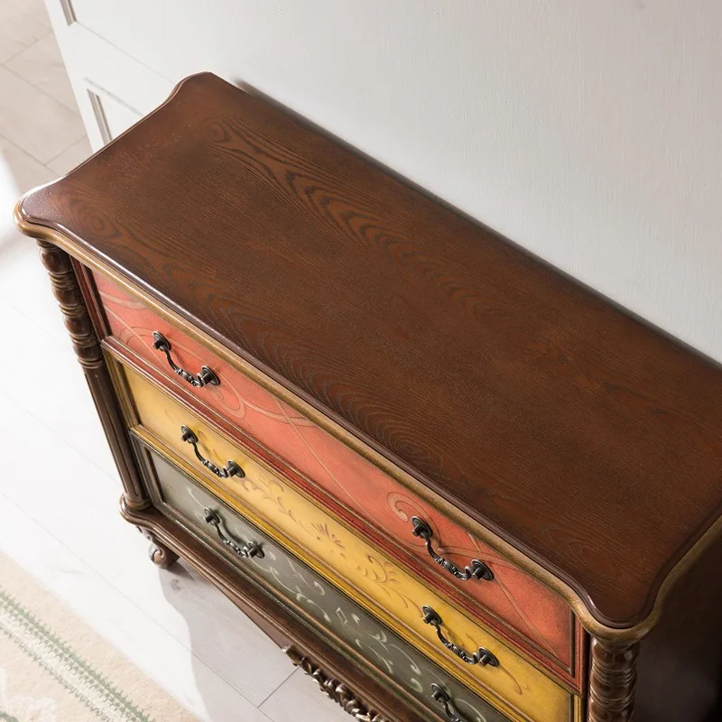 American foyer porch cabinet solid wood dining side cabinet living room locker bedroom three bucket storage cabinet