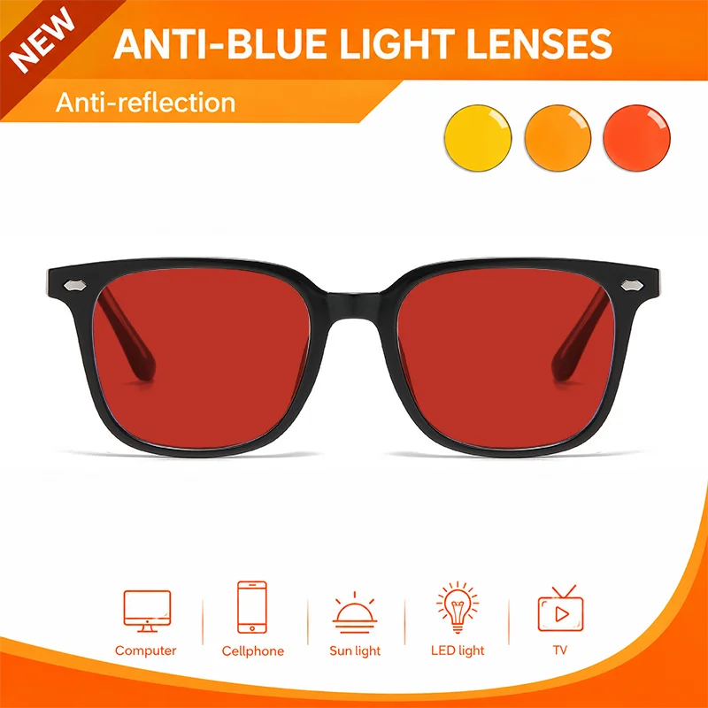 Fashion Anti Blue Light Glasses Series Red for Sleep Orange Clear Gaming Vision Yellow Polarized Lens for Driving & Fishing