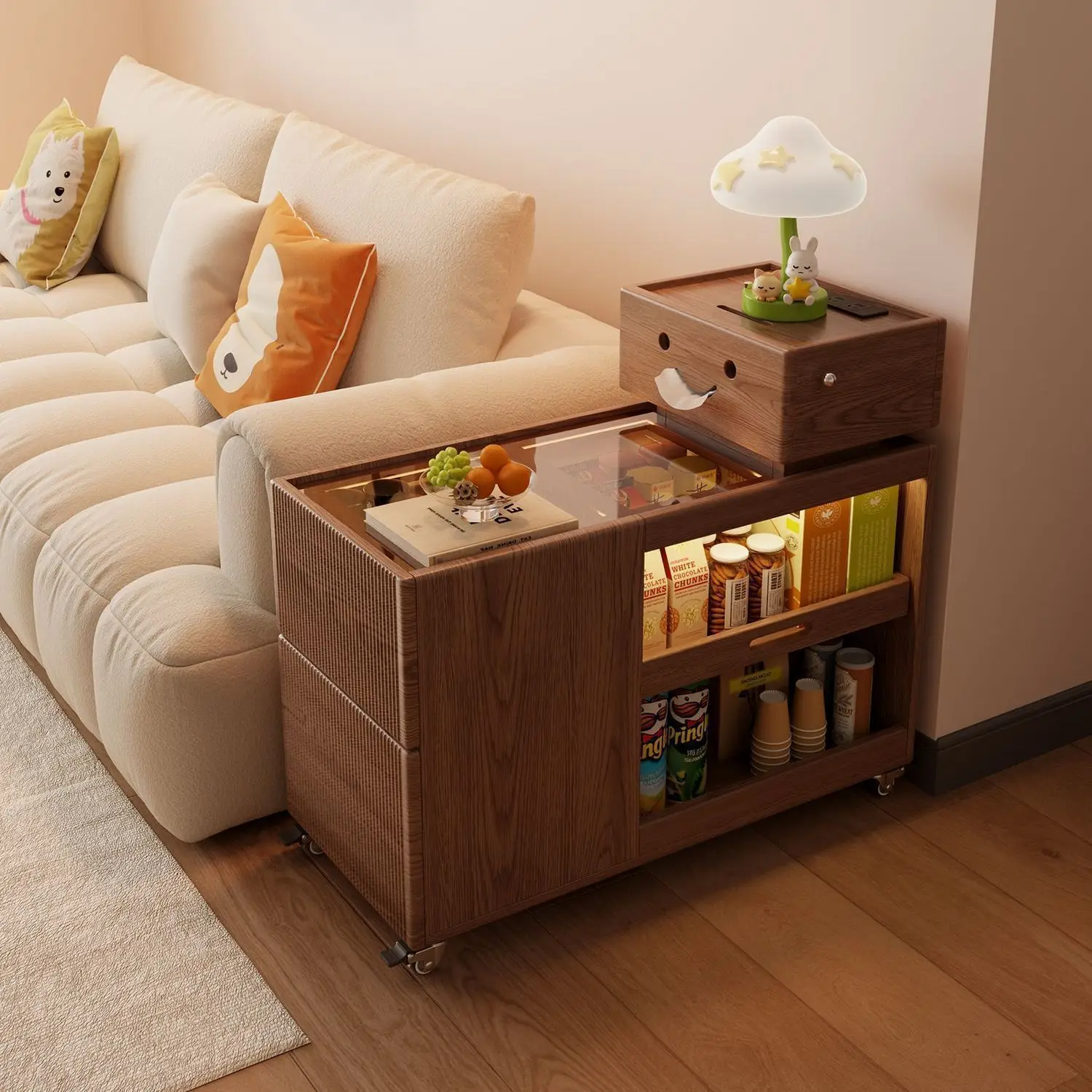 Floor-to-ceiling Robot Sofa Side Cabinet Side Cabinet Living Room Movable Side Cabinet Coffee Table Cabinet Creative Storage Cab
