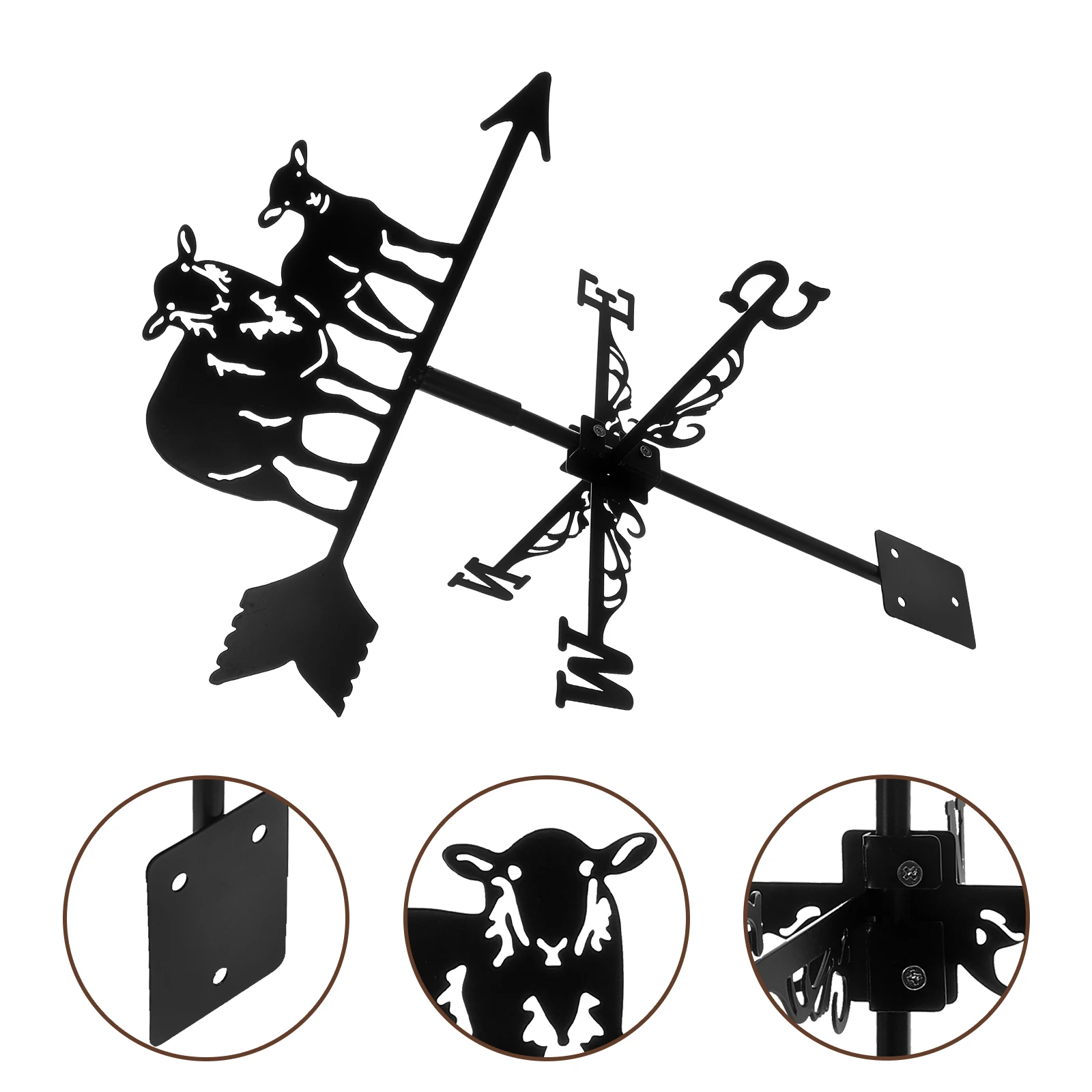 

Delicate Iron Sheep Weathervane Wind Direction Indicator Durable Metal Garden Decorative Wind Vane For Lawn Roof Patio Ground