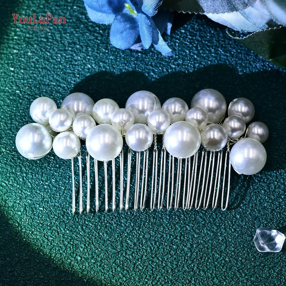 YouLaPan-peine de pelo con perlas grandes para mujer, tocado elegante de Color blanco, accesorios para el cabello, tocado de fiesta, HP641