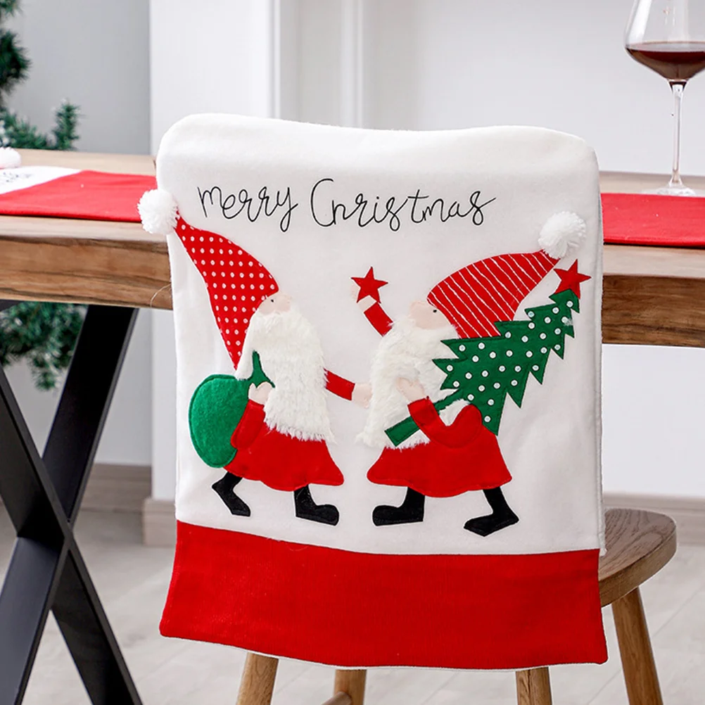 

1Pcs Christmas Chair Cover Flannel Santa Claus Pattern Dining Chair Protector Xmas Party Decoration Seat Cover Christmas