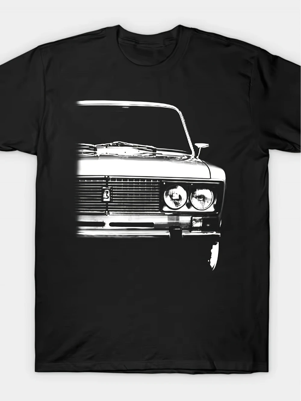 Herren-T-Shirt mit Retro-Muster des russischen Klassikerautos Lada, schwarz, weich, kurzärmelig, Rundhalsausschnitt, lässiger Street-Style, schnell trocknend