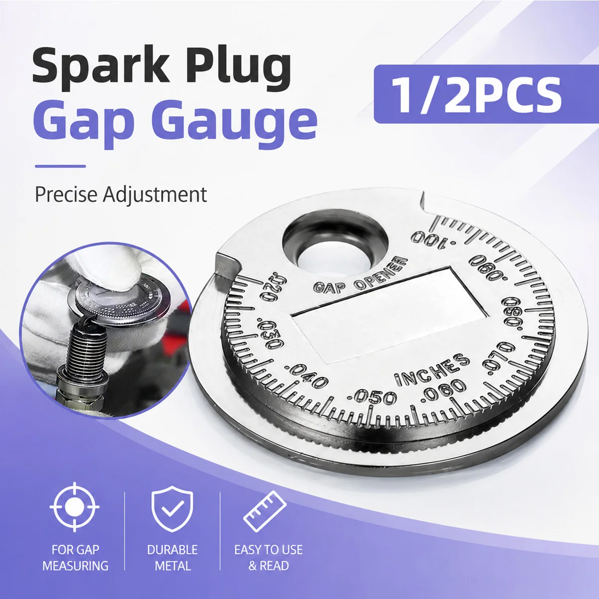 1/2PCS Portable Spark Plug Gap Measuring Gauge Multifunctional Durable Stainless Steel Spacing Adjustment Tool For Car Motorcycl