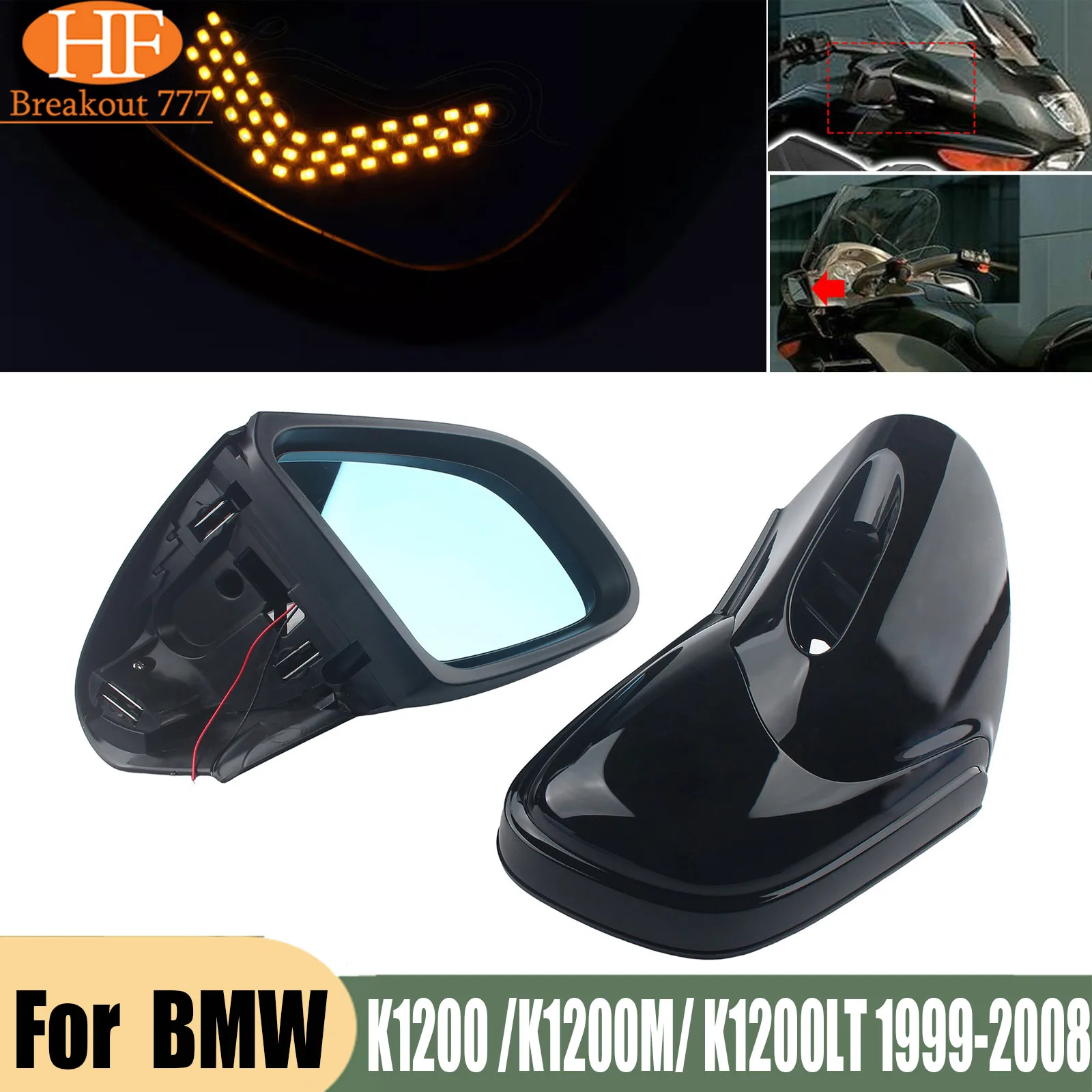 Motorcycle Rearview Side Mirrors for BMW K1200 /K1200M/ K1200LT 1999-2008