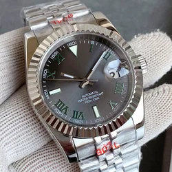 200M Waterproof 36mm 39mm Sunburst Grey Dial Dark Green Roman Numbers Sapphire NH35A Diving Watch Men Steel Bracelet