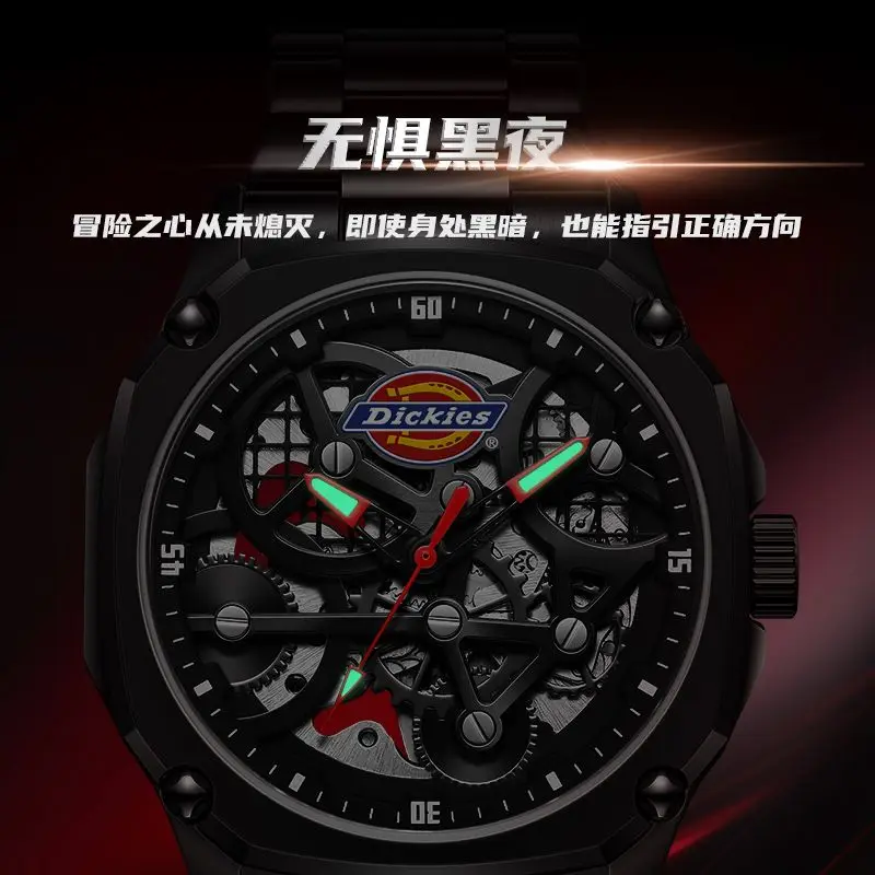 Echte Dickies Mechanische Jongen Horloge Automatische Lichtgevende Holle Heren Stalen Riem Geschenkdoos Verpakt Horloges CL-469