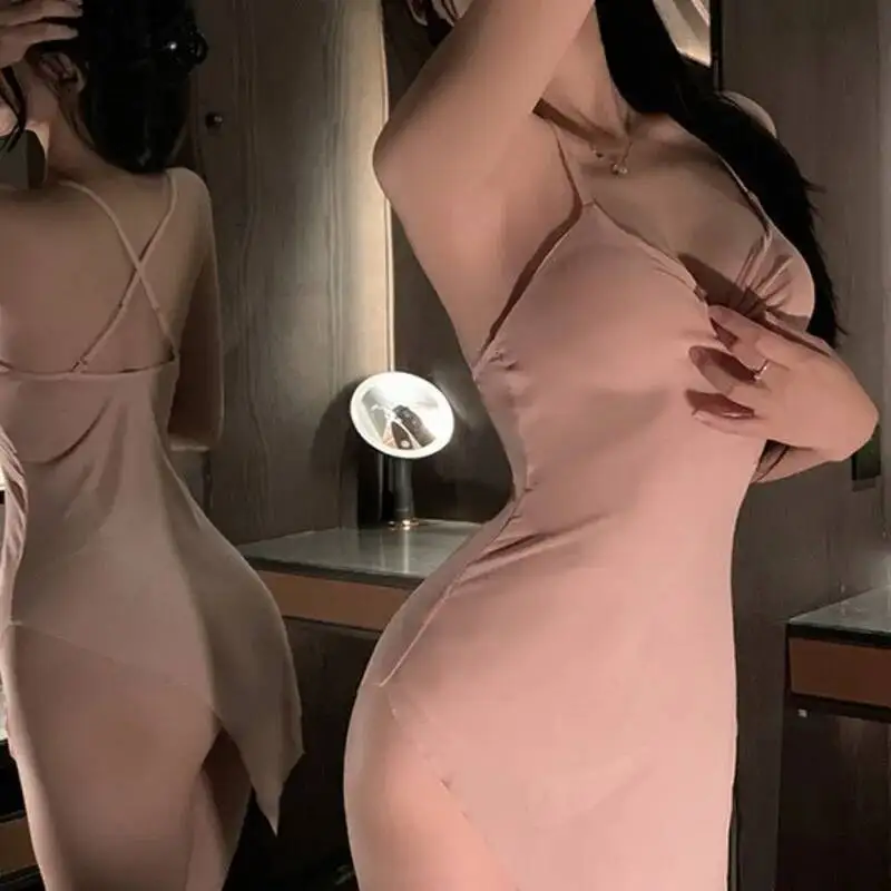 Sexy Dress Sexy Dress Pure Desire Strap Bodycon Backless Deep V Suspenders Sleeveless Solid Color Dress Charming Elegant ES20