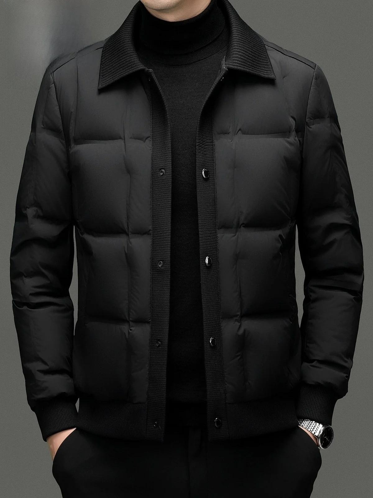 

Мужская повседневная стеганая куртка Pierre Cardin: ветрозащитная, теплая, с вязаным воротником и вставками, модная городская модель для осени и зимы