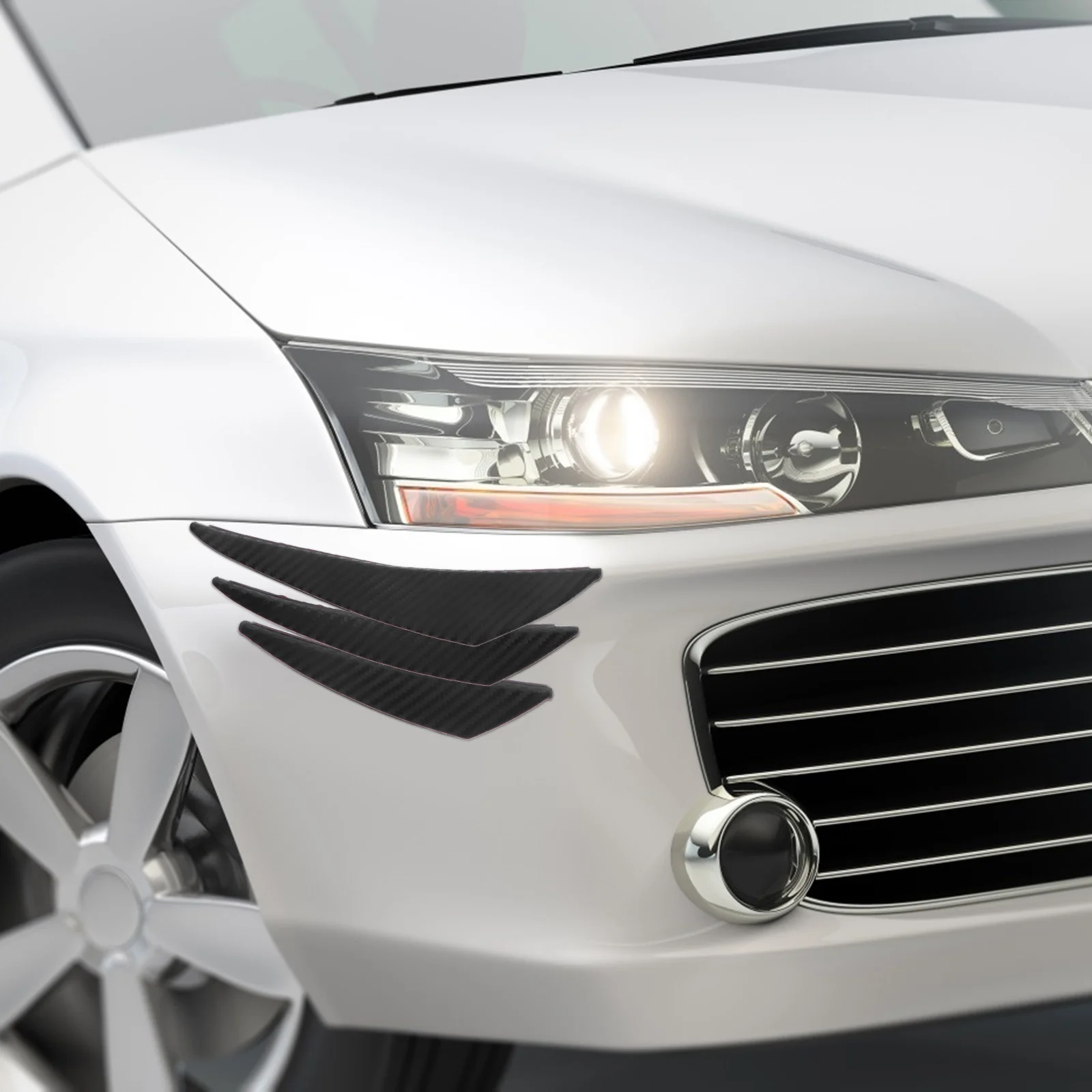 

1 set 1 Set Front Bumper Lip Splitter Fins Carbon Fiber Style Auto Diffuser Canard For Car Styling Bumper Decor Accessories