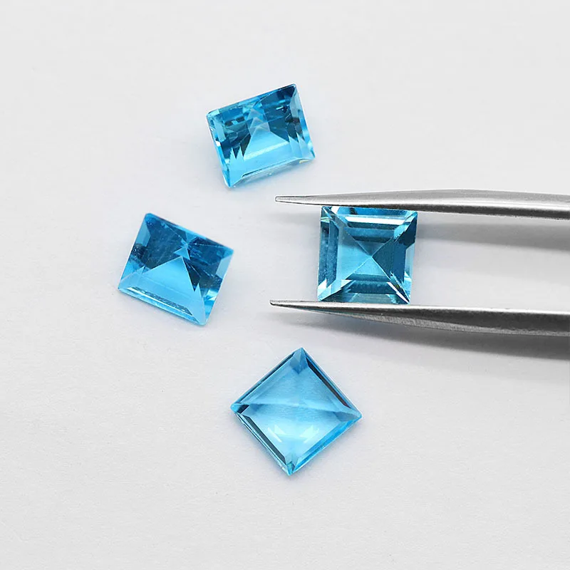 Factory Wholesale 100% Real Natural Square Shape Rectangle Sky Blue Topaz Gemstone Loose Gems Diy Material for Jewelry