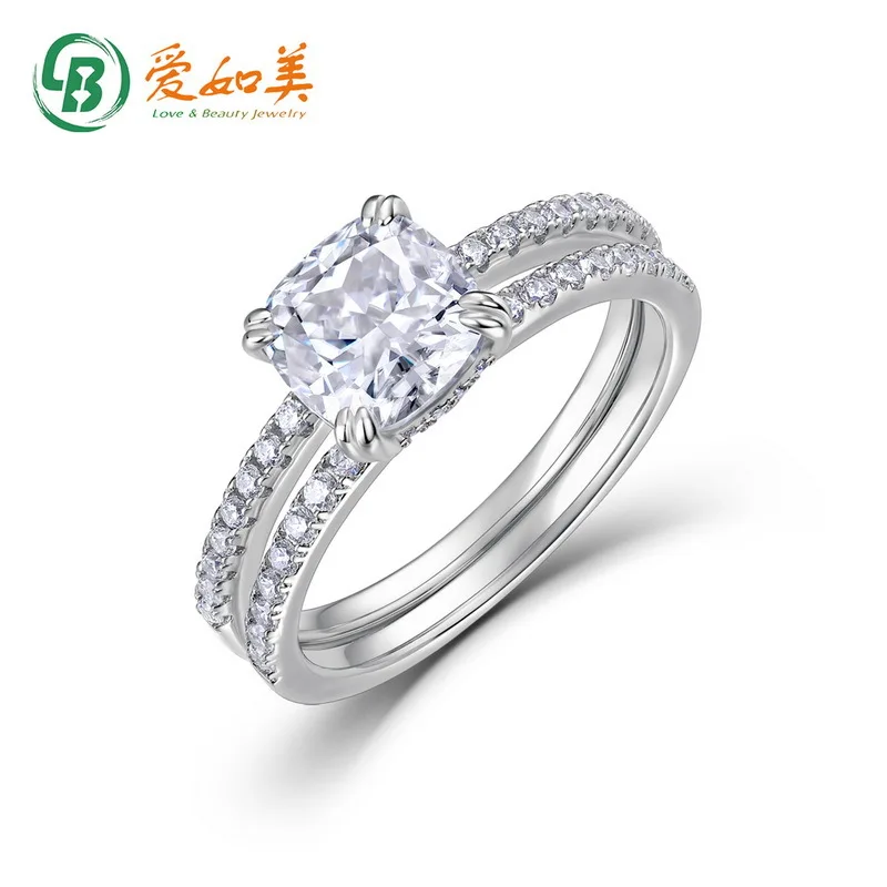

New Fashionable Luxury Mozambique Diamond Ring Premium 18K Gold PT950 Platinum Silver Plated 7-Layer Gold Ring Set