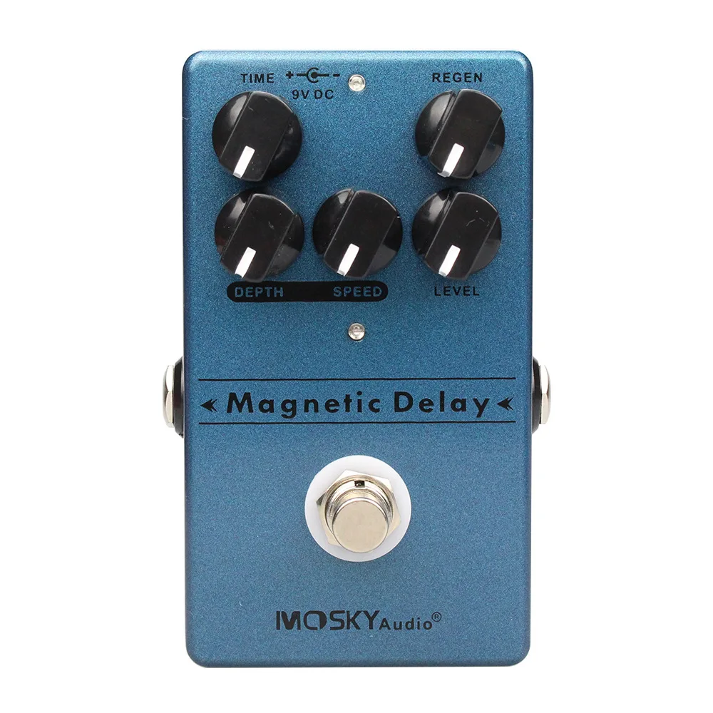 Moskyaudio Magnetic Delay Echo Guitar Effect Pedal True Bypass 5 Knobs Distortion Pedal Overdrive Effect Processors DJ Equipment