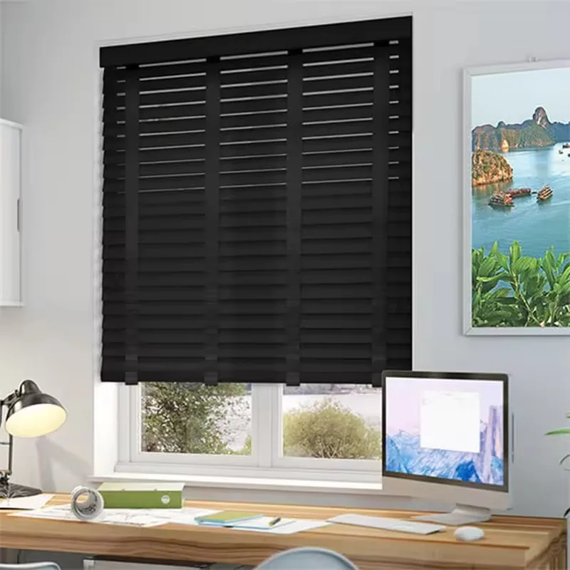Smart Electric Motorized Faux Wood Blinds Window Valance Shades for Window Blinds Blackout for Bedroom/livingroom