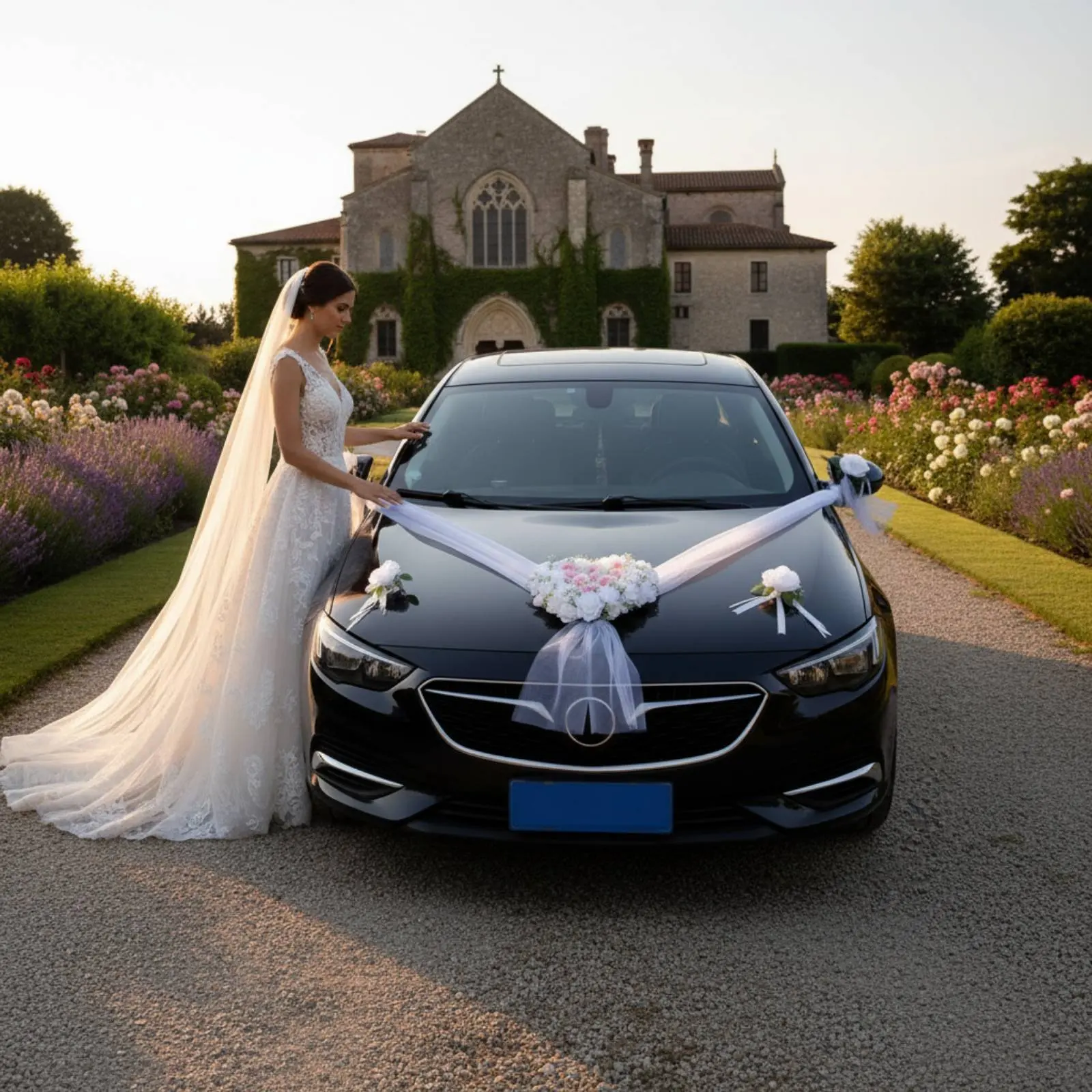 

Wedding Car Flower Set Easy to Install Heart Shaped Car Flower Decoration Long-Lasting Secure Suction Holder Mount