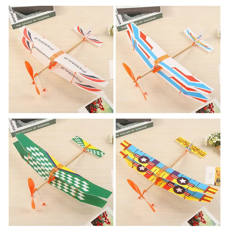 1PC Foam Glider Plane Airplane Toy Rubber Band Powered Plane Model Aircraft for Kids Outdoor Sport Children Educational Toy Gift