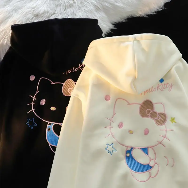 

Hellokitty Sanrio Jacket Female Cute Cartoon Embroidery Loose and Lazy Spring and Autumn Hoodie